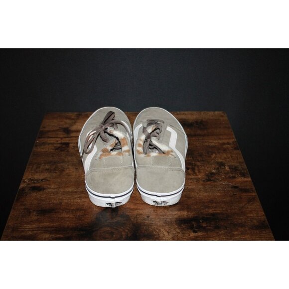 Vans Old Skool Pig Suede Womens Size 9 Shoes Faux Fur Lined Gray/Green - Picture 3 of 5